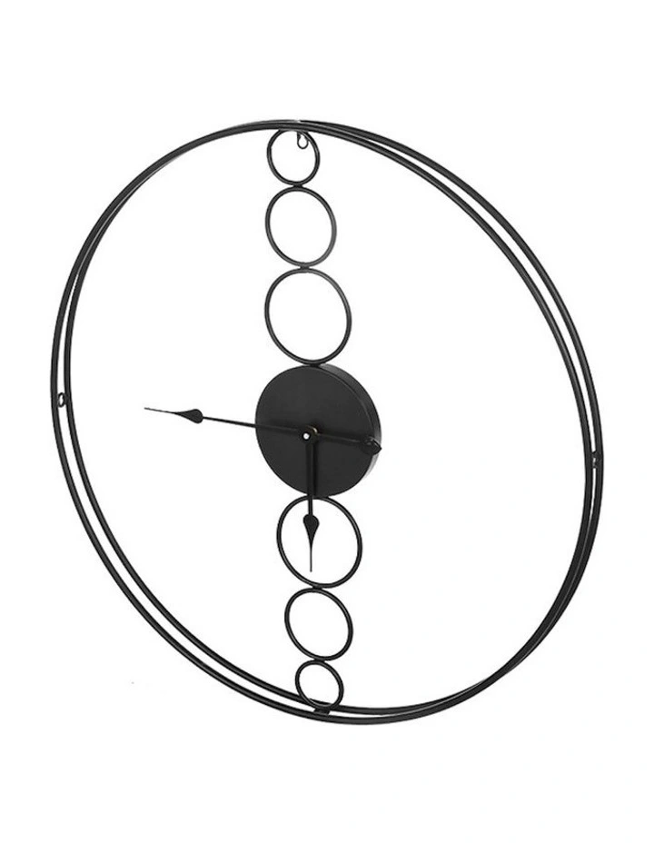 Large No Numeral Round Wall Clock 75cm in Black image 4