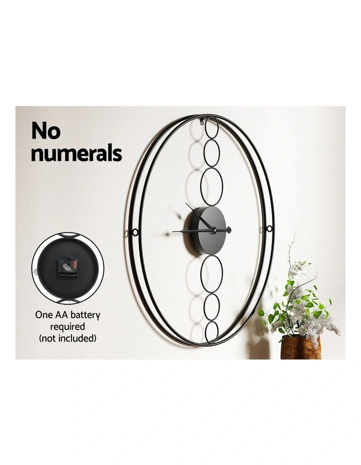 Large No Numeral Round Wall Clock 75cm in Black image 5