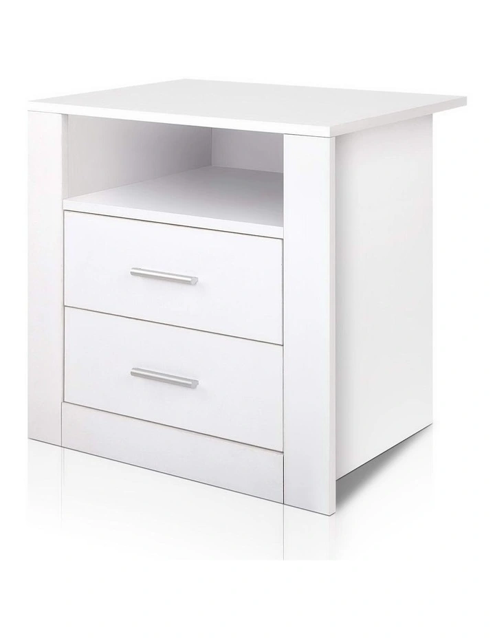 2 Drawers TARA Bedside Table in White image 1