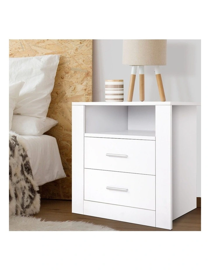 2 Drawers TARA Bedside Table in White image 2