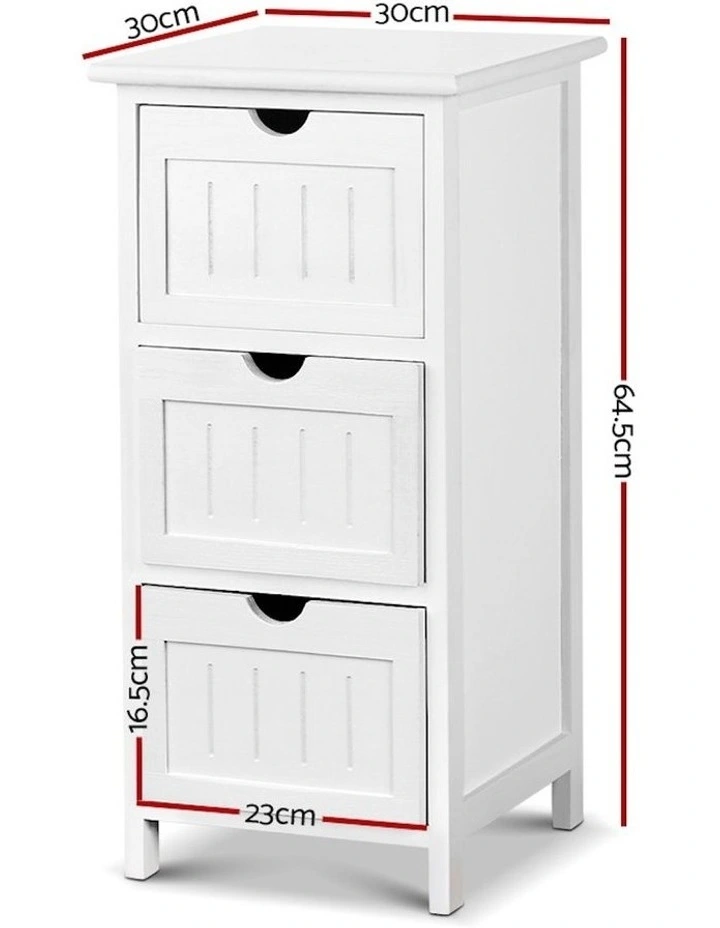 Storage 3-Drawers Cabinet in White image 3