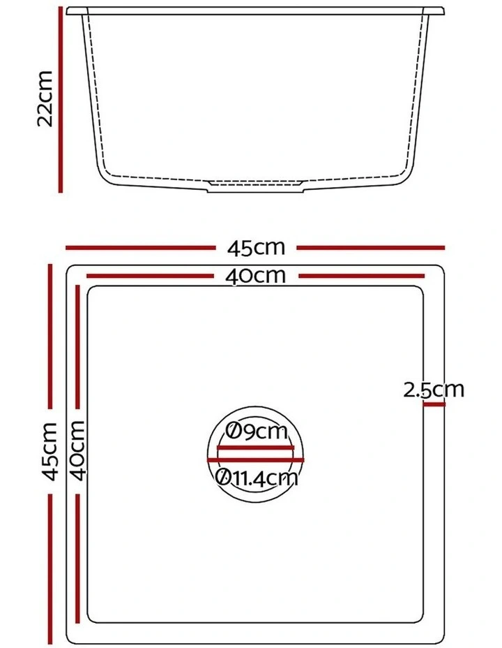 Granite Single Bowl Kitchen Sink Basin 45cmx45cm in White image 3