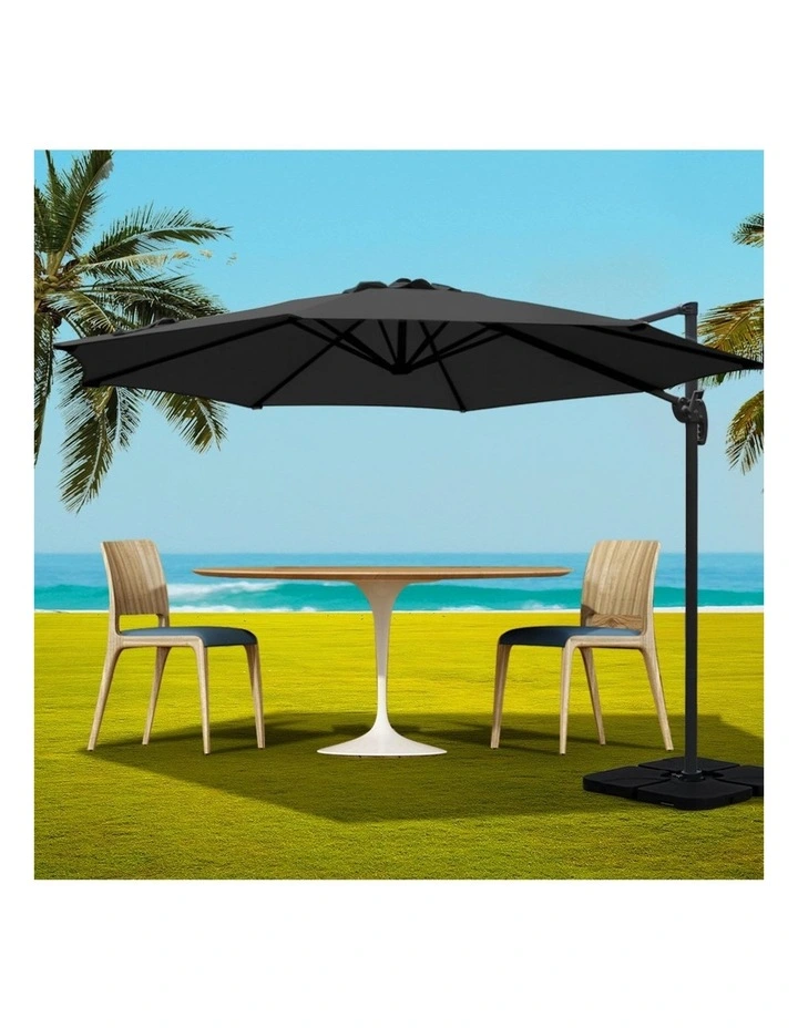 Side Post Umbrella 3m in Black image 2