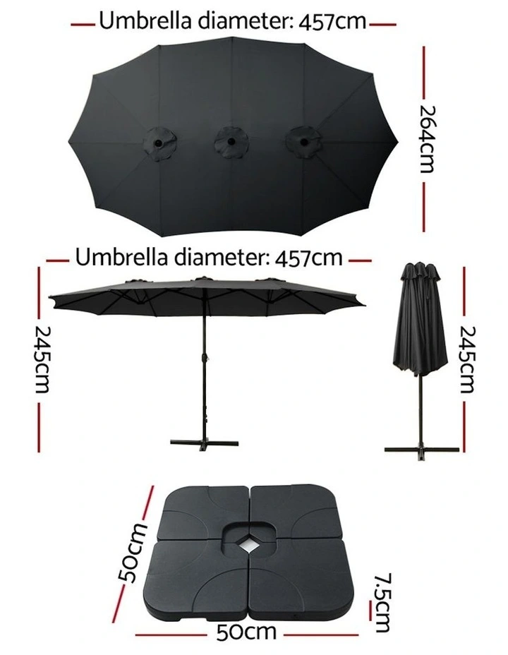 Outdoor Center Post Umbrella 4.57m in Black image 3