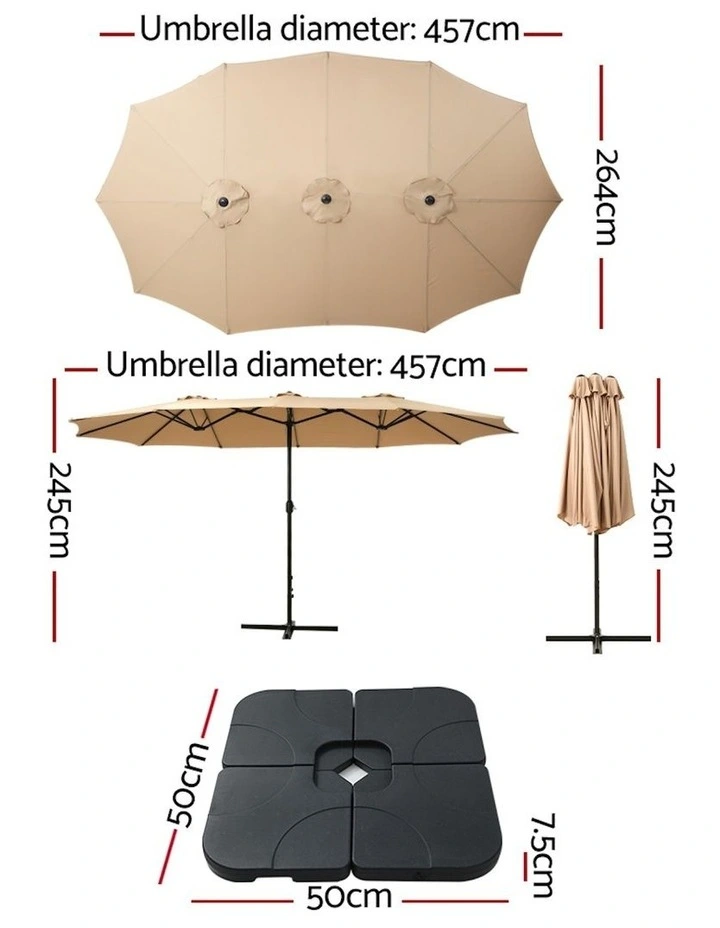 Outdoor Center Post Umbrella 4.57m in Beige image 3