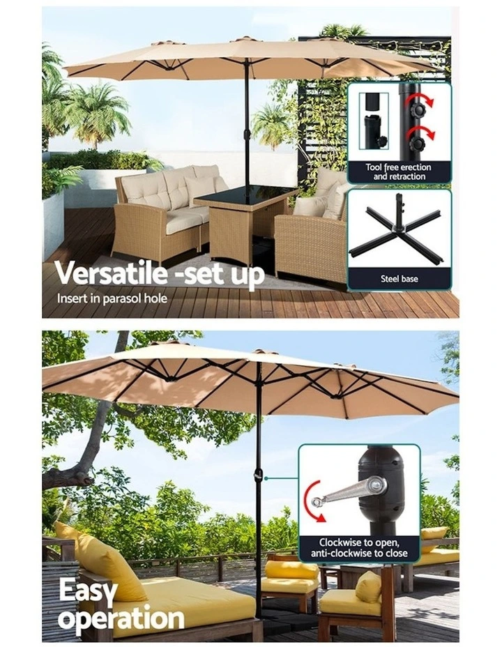 Outdoor Center Post Umbrella 4.57m in Beige image 5