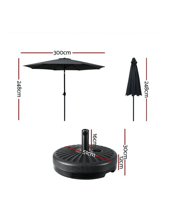 Outdoor Center Post Umbrella 3m in Black image 3