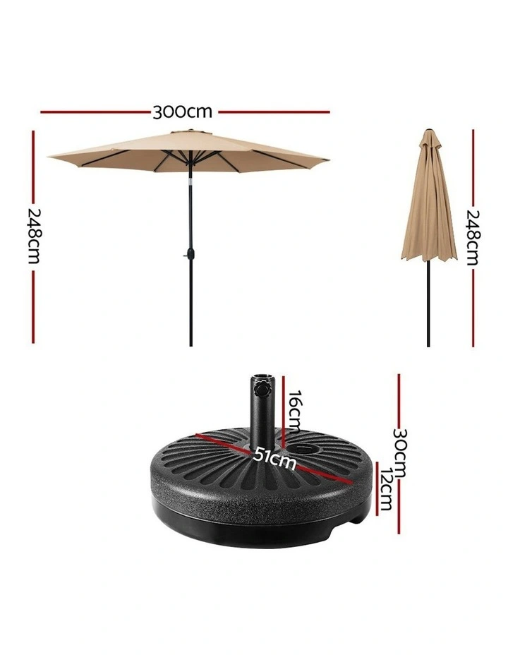 Outdoor Center Post Umbrella 3m in Beige image 3