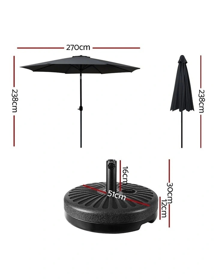 Outdoor Center Post Umbrella 2.7m in Black image 3
