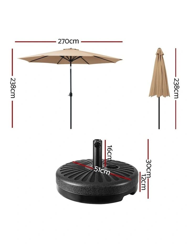 Outdoor Center Post Umbrella 2.7m in Beige image 3