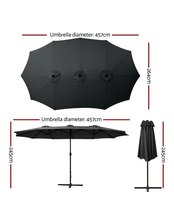 Twin Outdoor Umbrella 4.57m in Black image 3