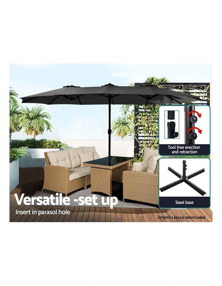 Twin Outdoor Umbrella 4.57m in Black image 5