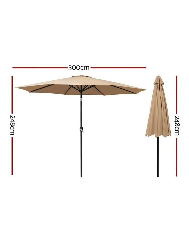 Outdoor Center Post Umbrella 3m in Beige image 3