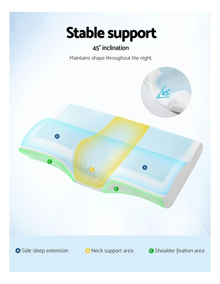 Contoured Memory Foam Pillow With Bamboo Cover in White image 2