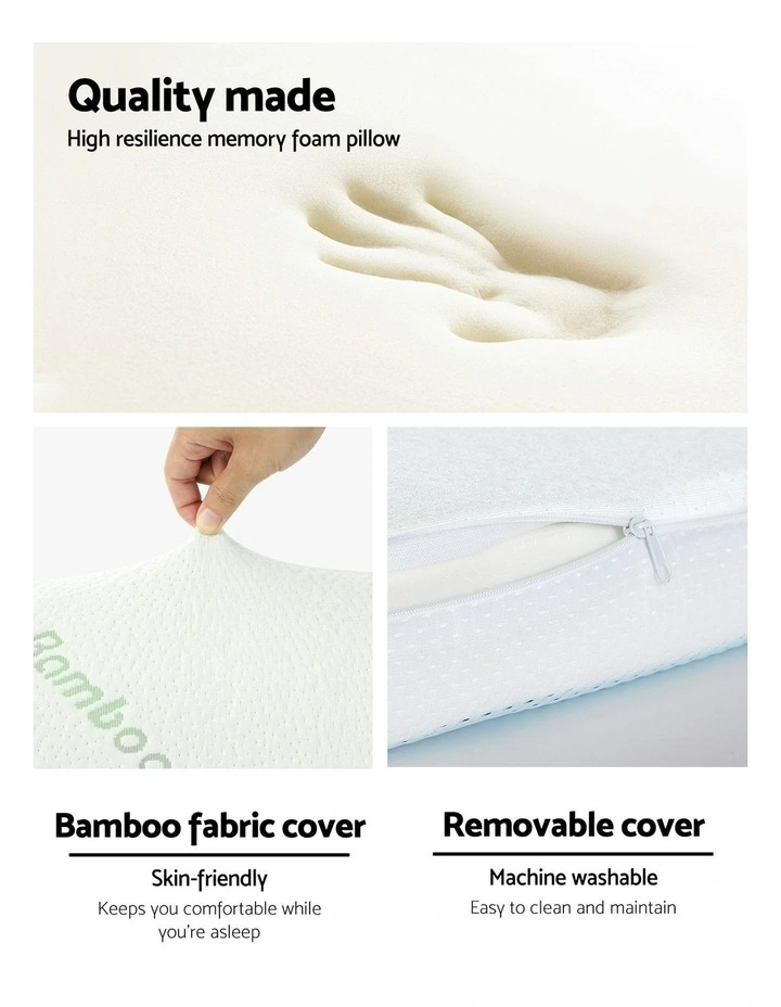 Contoured Memory Foam Pillow With Bamboo Cover in White image 4
