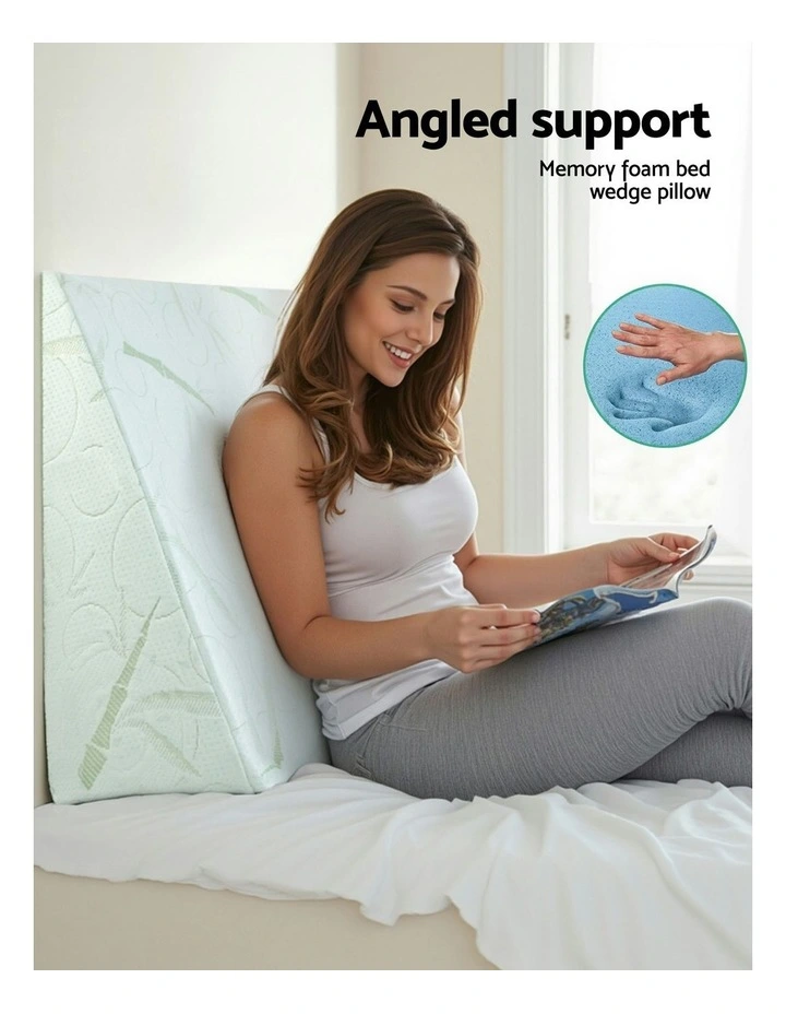 Bamboo Wedge Pillow Twin Pack in Green image 2