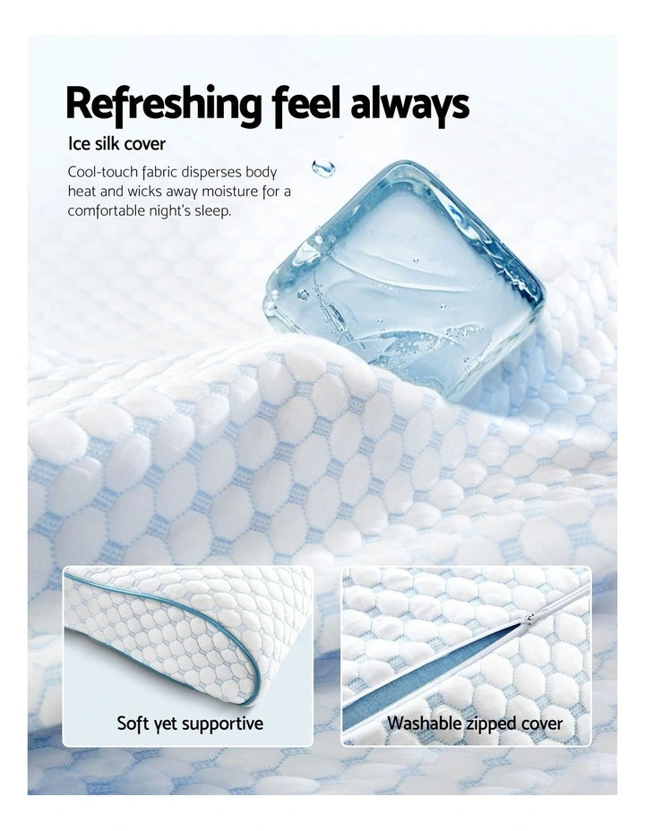 Memory Foam Contour Pillow Cool Gel in White image 2