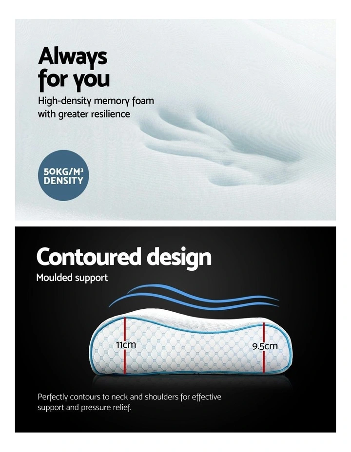Memory Foam Contour Pillow Cool Gel in White image 4