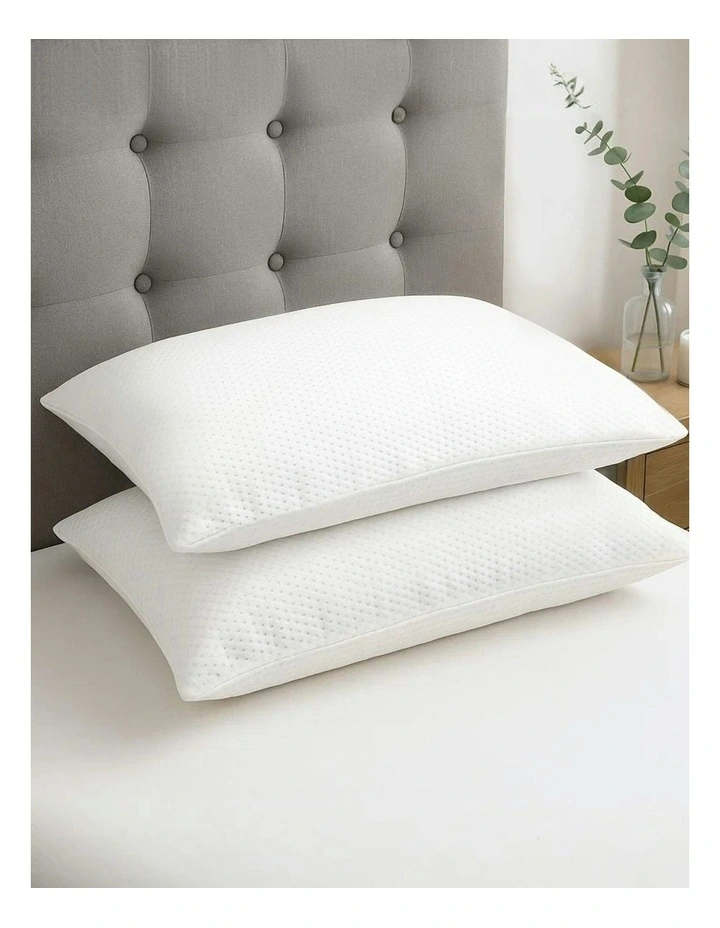 Memory Foam Pillow Thick Twin Pack 13cm in White image 1