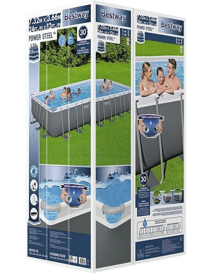 Power Steel Above Ground Pool 732x366x132cm 30045L in Multi image 5