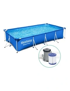 Steel Frame Above Ground Pool 5700L 400x211x81cm in Blue