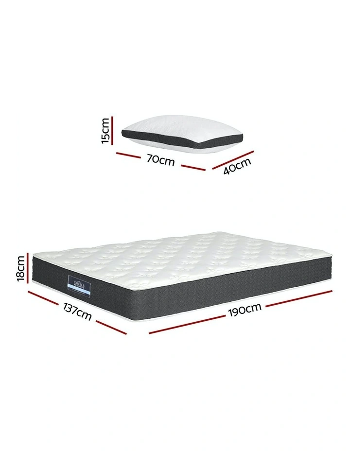 Medium Soft Double Mattress With Pillows 18cm in Multi image 4