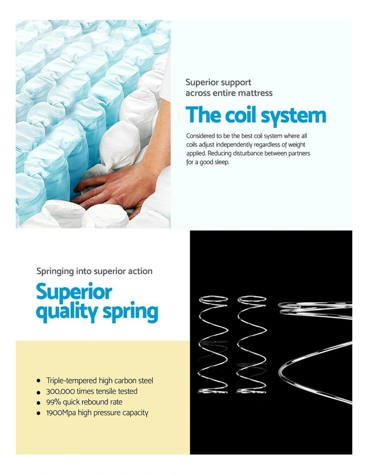 Super King Mattress Euro Top Pocket Spring in White/Black image 3