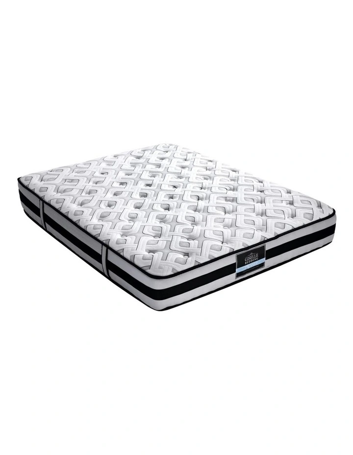 Bed Mattress King Full Size Super Firm Pocket Spring Foam 24cm in White/Black image 2