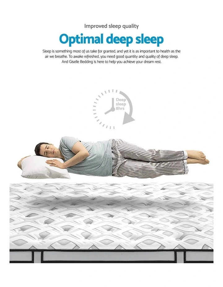 Bed Mattress King Full Size Super Firm Pocket Spring Foam 24cm in White/Black image 5