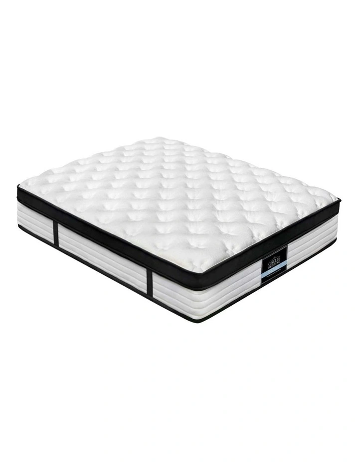 King Mattress Bed Euro Top Pocket Spring Firm Plush Foam 31cm in White/Black image 2