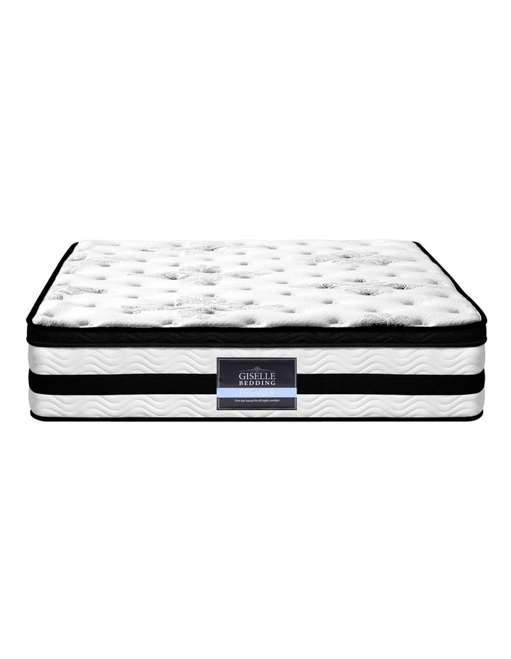 Euro Top Pocket Spring Firm Plush Foam 34CM King Mattress in Black And White image 3