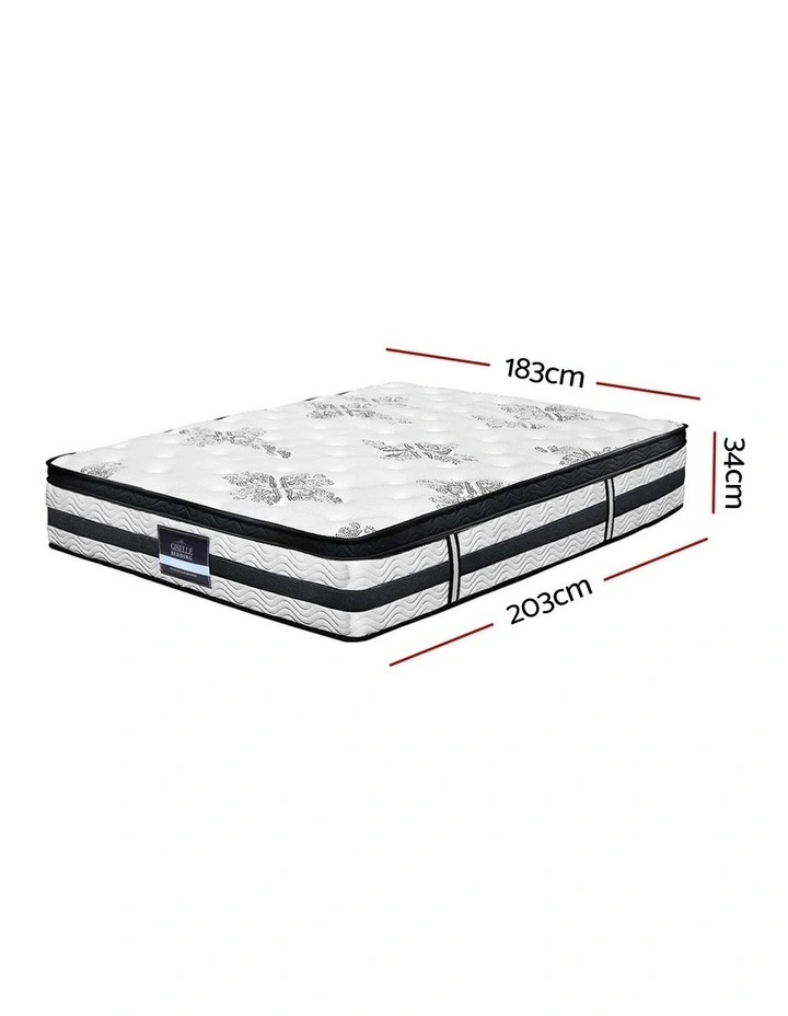 Euro Top Pocket Spring Firm Plush Foam 34CM King Mattress in Black And White image 4