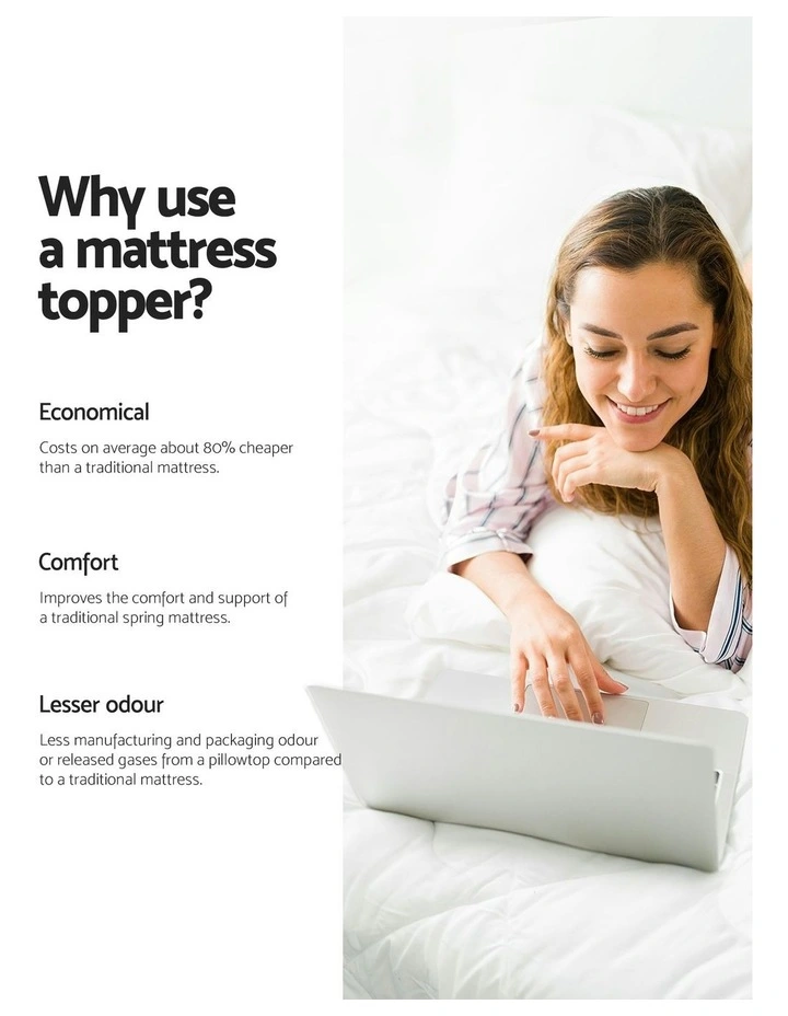 Memory Foam Mattress Topper 5cm Queen in White