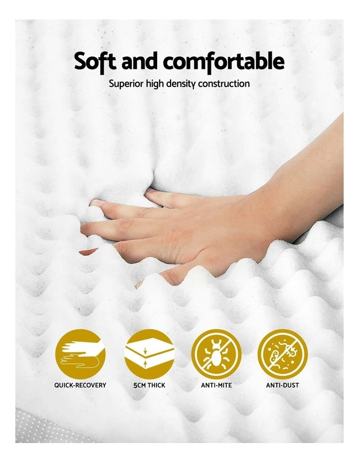 Memory Foam Mattress Topper 5cm Queen in White