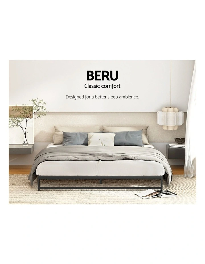 Artiss Beru Queen Size Metal Bed Frame in Black MYER