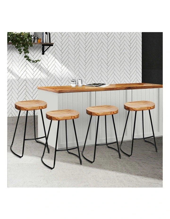Bar Stools Tractor 4x Wooden Seat 65cm image 3