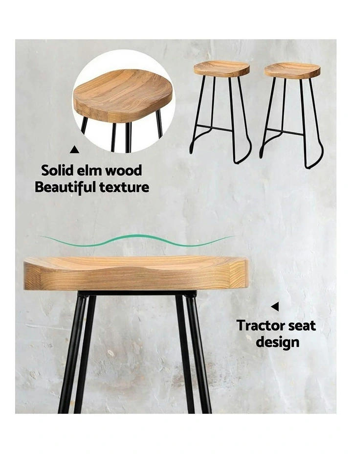 Bar Stools Tractor 4x Wooden Seat 65cm image 6