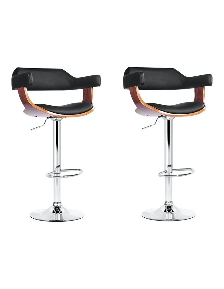 Artiss Kitchen Wooden Leather Bar Stools X2 In Black MYER
