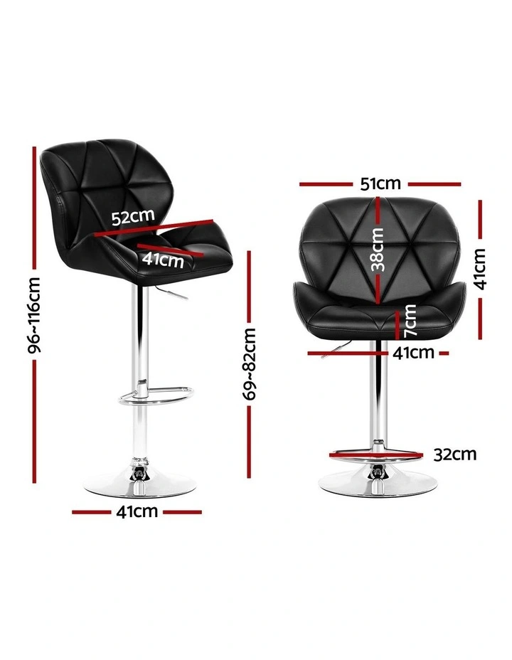 Kitchen Chairs Leather Bar Stools x4 in Black image 2