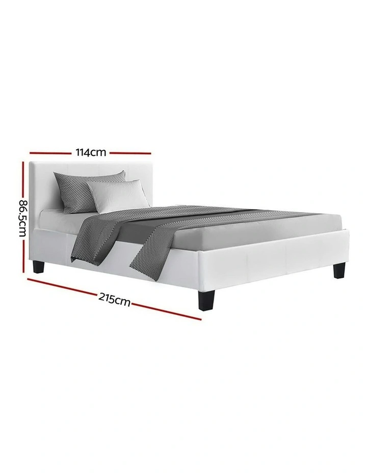 Artiss Leather Neo Bed Frame King Single Size In White MYER