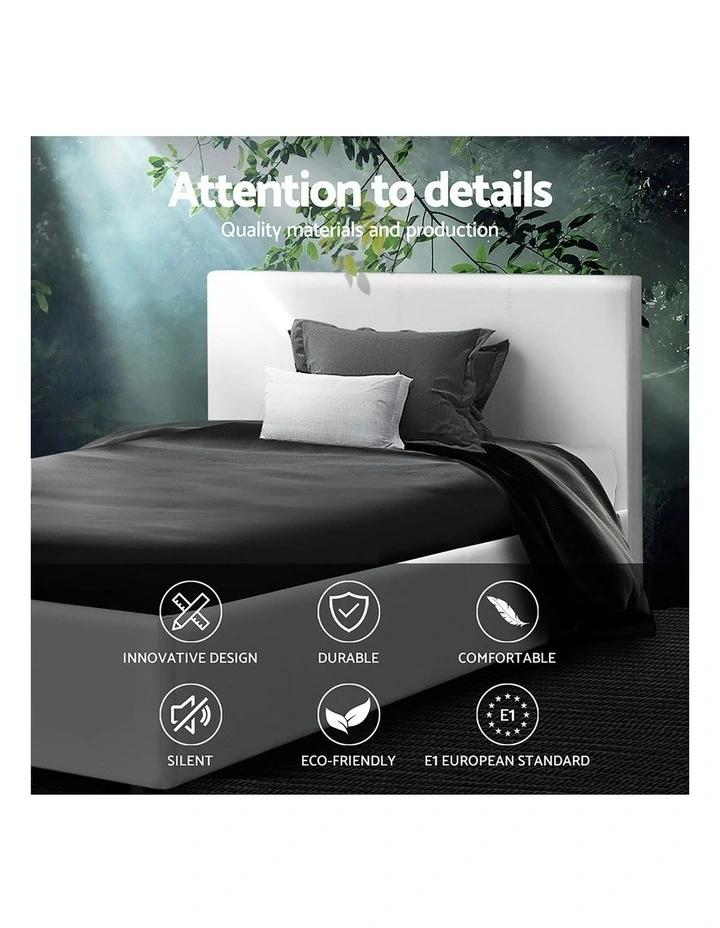 Artiss Leather Neo Bed Frame King Single Size In White MYER