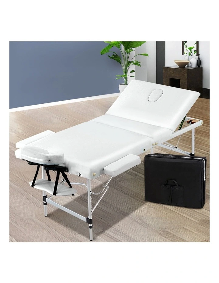 3 Fold Aluminum Portable Massage Bed 75cm in White image 2