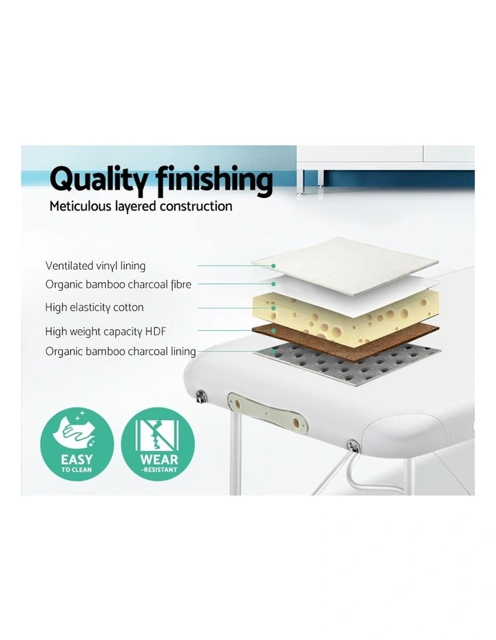 3 Fold Aluminum Portable Massage Bed 75cm in White image 5