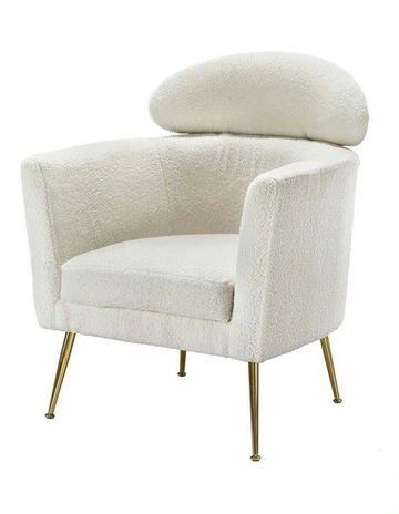Boucle Fabric Armchair in White