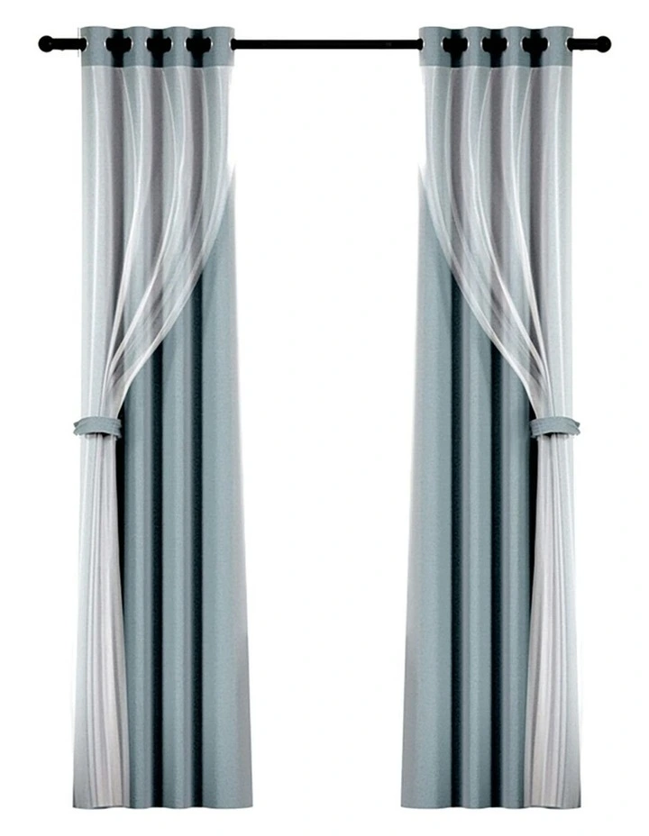 Blockout Sheer Curtains 2X 132x160cm in Light Grey image 2