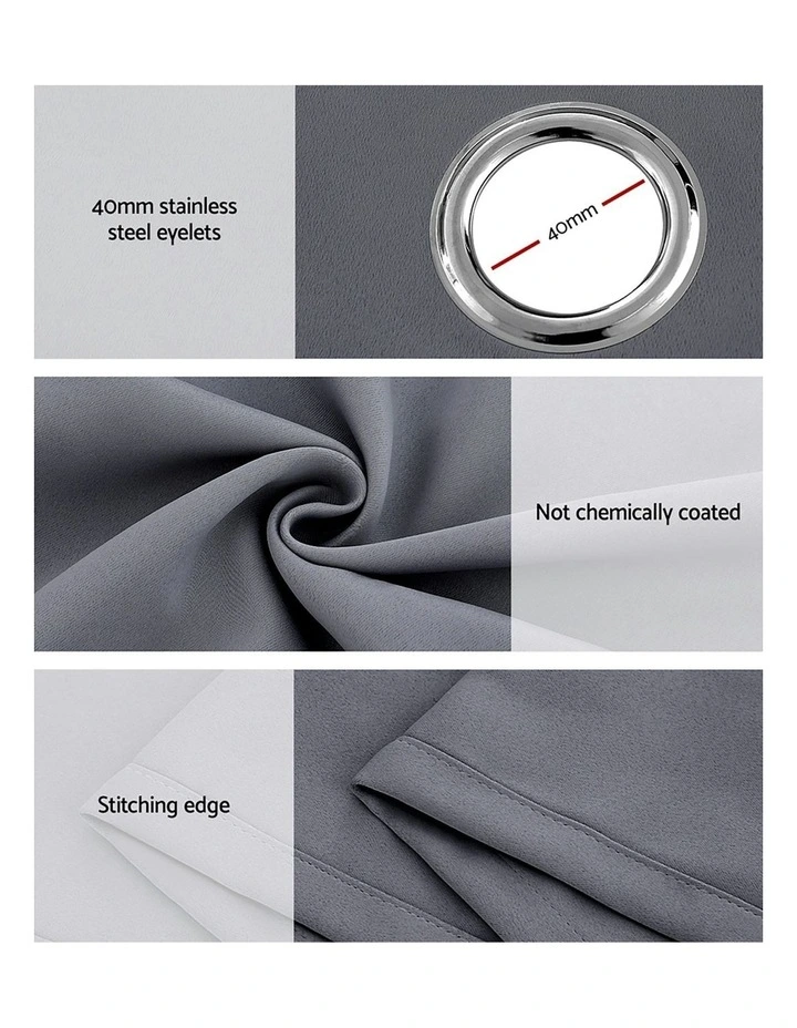 Blockout Sheer Curtains x2 132x213cm in Charcoal image 5