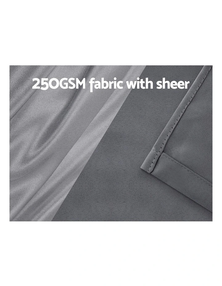 Blockout Sheer Curtains x2 132x213cm in Charcoal image 6