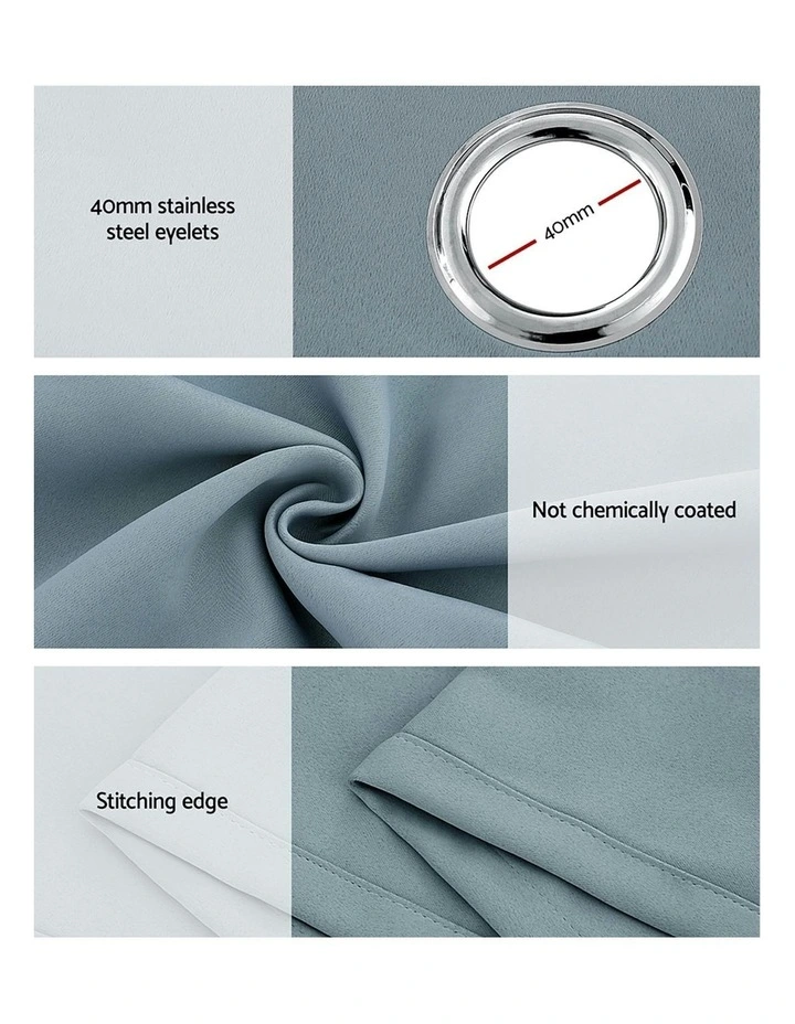 Artiss 2X 132x160cm Blockout Sheer Curtains Charcoal main image 1