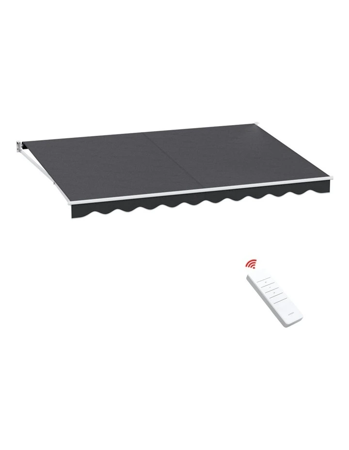 Retractable Folding Arm Awning Motorised Sunshade 4.5x3m in Grey image 1