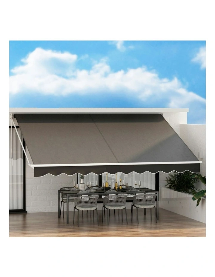 Retractable Folding Arm Awning Motorised Sunshade 4.5x3m in Grey image 2